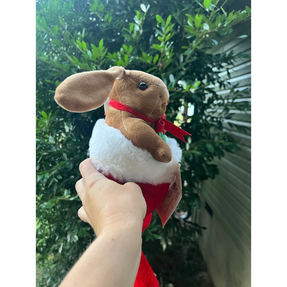 Vintage 1985 Rabbit Ears Velveteen Rabbit Christmas Stocking Plush Brown Bunny